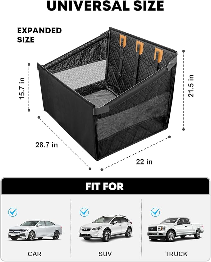 Kohree Dog Car Seat Cover for Medium Large Dogs, Hard Bottom Dog Car Seat Cover for Back Seat Waterproof 600D Car Hammock for Dogs Pet Back Seat Extender for Cars SUV Truck-Upgraded Version