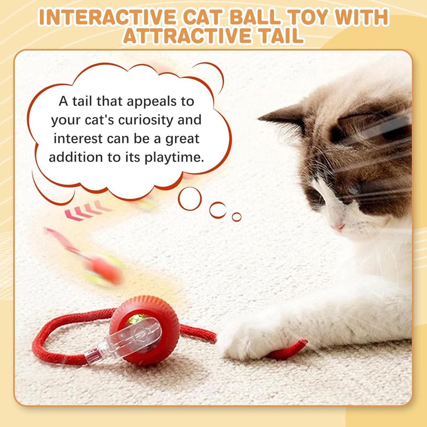 Interactive Cat Toys for Indoor Cats, Rechargeable 360° Automatic Moving Cat Toy for Bored Indoor Adult Cats, 2025 Upgraded Chase Motion Activated Kitten Toys - Red