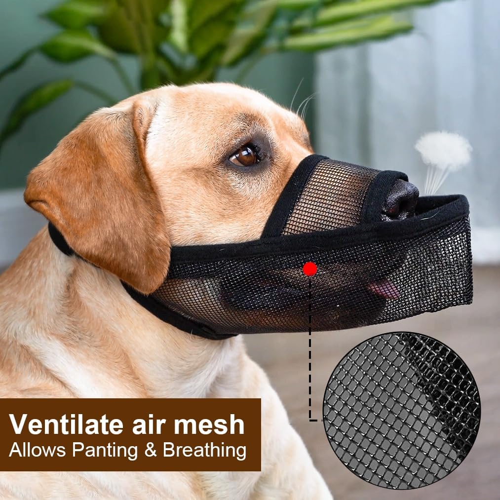 Crazy Felix Nylon Dog Muzzle for Small Medium Large Dogs Poodle Labrador Golden Retriever Doberman, Air Mesh Breathable and Drinkable Pet Muzzle for Anti-Biting Chewing Scavenging(Black,L)