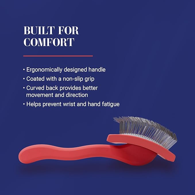 Chris Christensen Big G Dog Slicker Brush for Dogs (Goldendoodles, Labradoodles, Poodles), Groom Like a Professional, Fluff Detangle Style, Saves Time Energy, Coral, Large