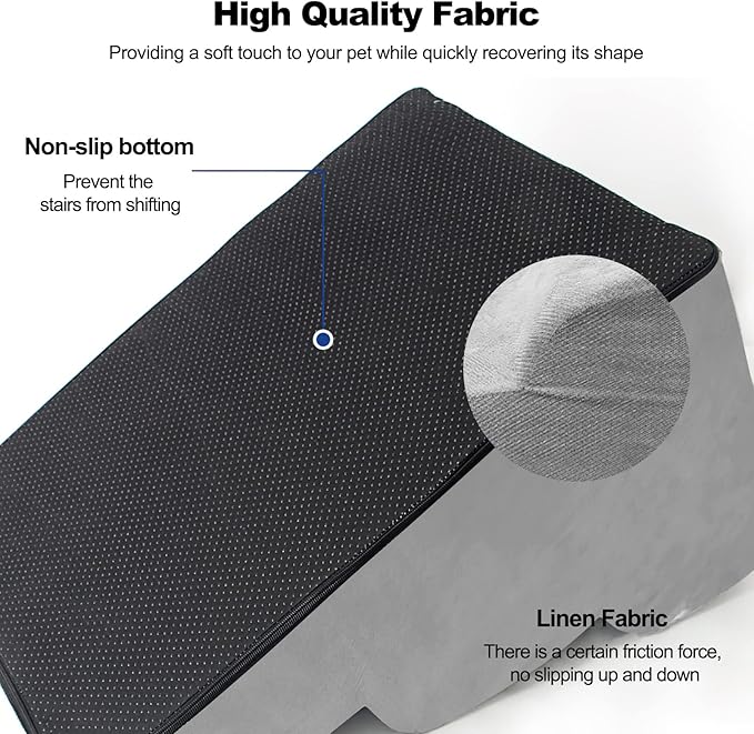 Dog Stairs, Removable and Washable Pet Stairs, 4-Steps Non-Slip Pet Ramp, Dogs Steps for High Bed Sofa, High Resilience Sponge Dog Stairs(White)