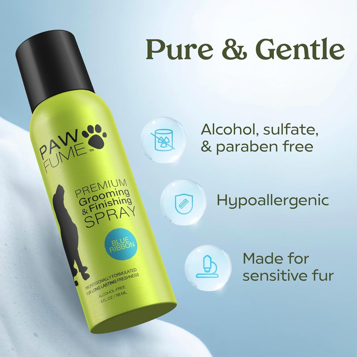 PAWFUME Dog Perfume Spray for Grooming, Blue Ribbon, 4-Pack – Keep Your Pup Fresh All Day – Probiotic, Alcohol-Free, Detangling & Moisturizing – Salon-Quality Dog Spray Deodorizer Perfume