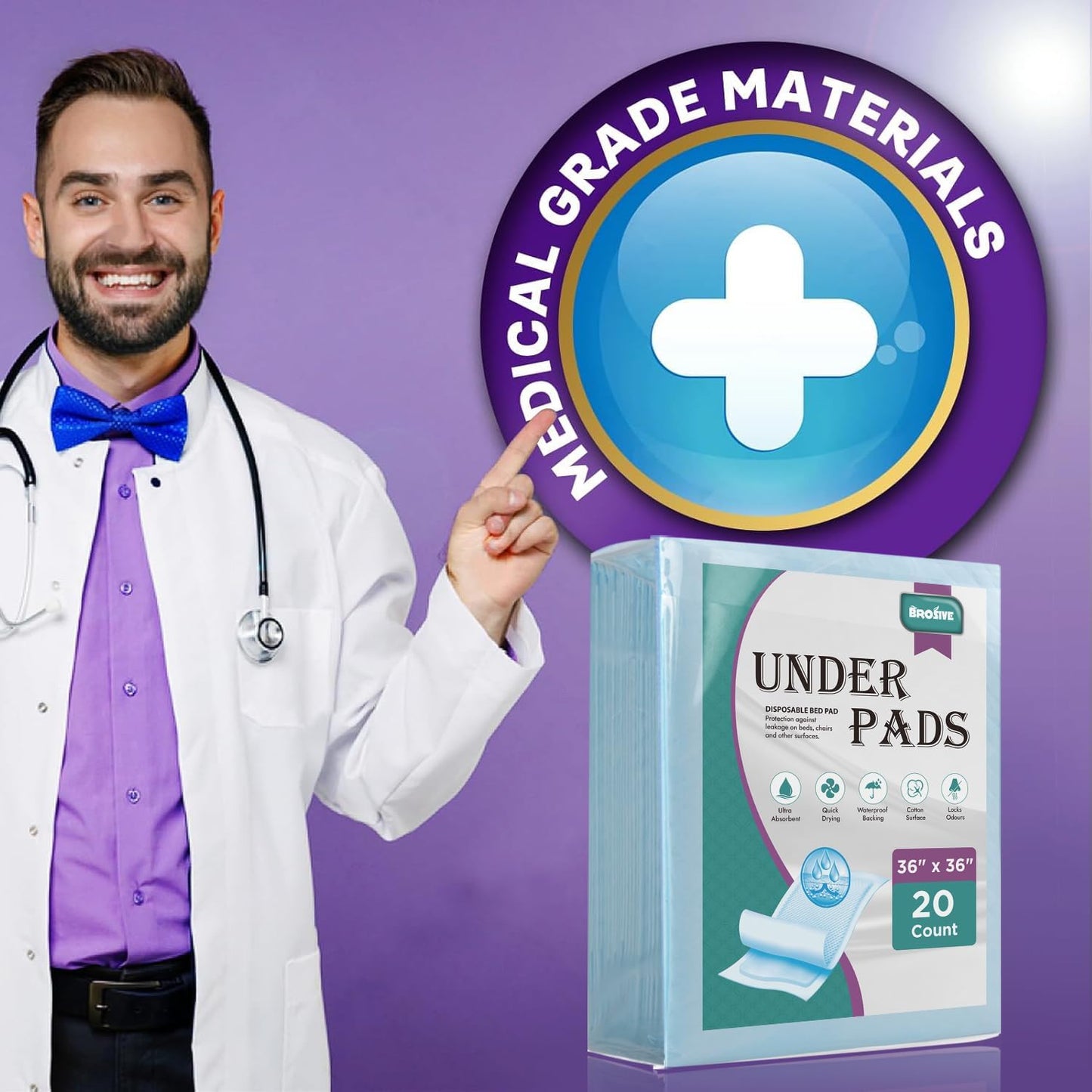 Extra Large Disposable Bed Pads for Incontinence 36" x 36" - 20 Count, Leak-Proof Chucks Pads for Adults, Kids and Pets, Absorbent Disposable Underpads, Incontinence Bed Pads Disposable for Beds