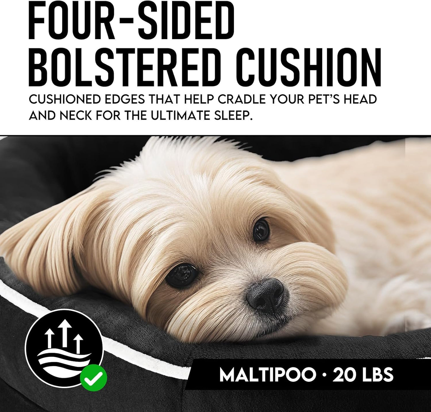 OhGeni Orthopedic Dog Couch Pet Sofa Medium Sized Cat Beds with Comfort Foam Support, Soft Comfortable Fabric, Machine Washable Waterproof Removable Cover, 28-Inch (Black)