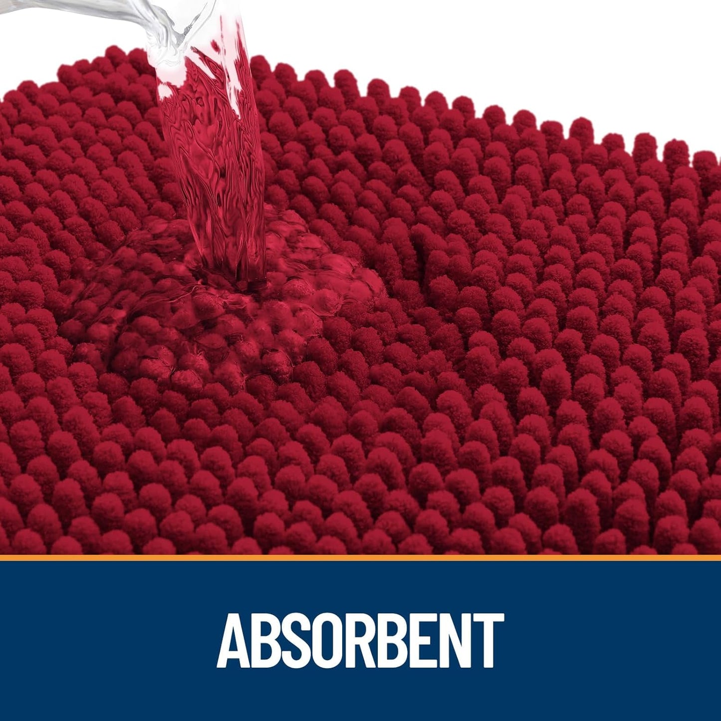 OLANLY Dog Door Mat for Muddy Paws 70x24, Absorbs Moisture and Dirt, Absorbent Non-Slip Washable Doormat, Quick Dry Chenille Mud Mat for Dogs, Entry Indoor Entryway Carpet for Inside Floor, Red