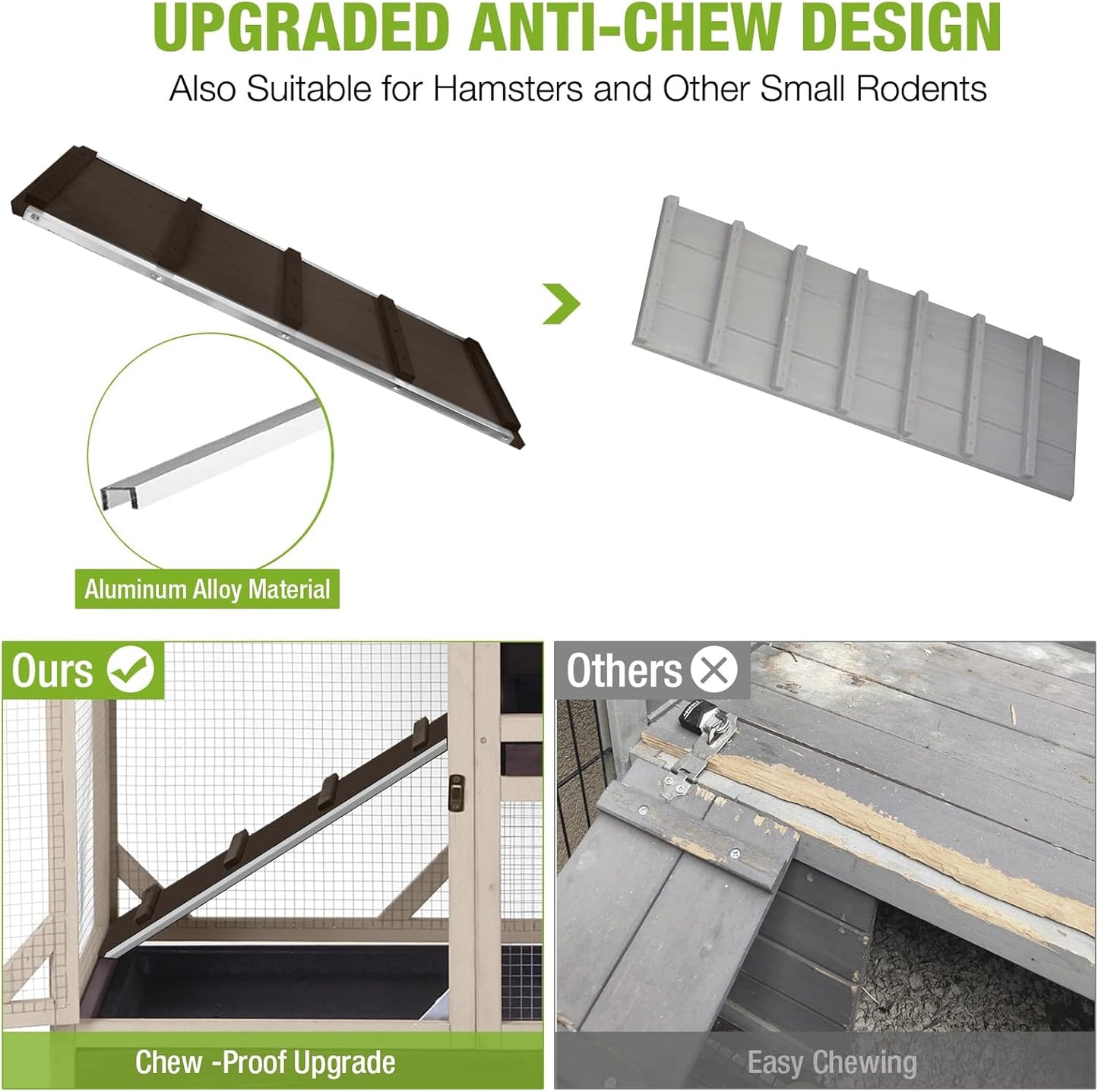 GUTINNEEN 2-Story Rabbit Hutch with Chew-Proof Ramp & Pull-Out Trays - Indoor/Outdoor 39.3" Wooden Rabbit Cage on Wheels for Rabbits, Guinea Pigs (Dark Brown)