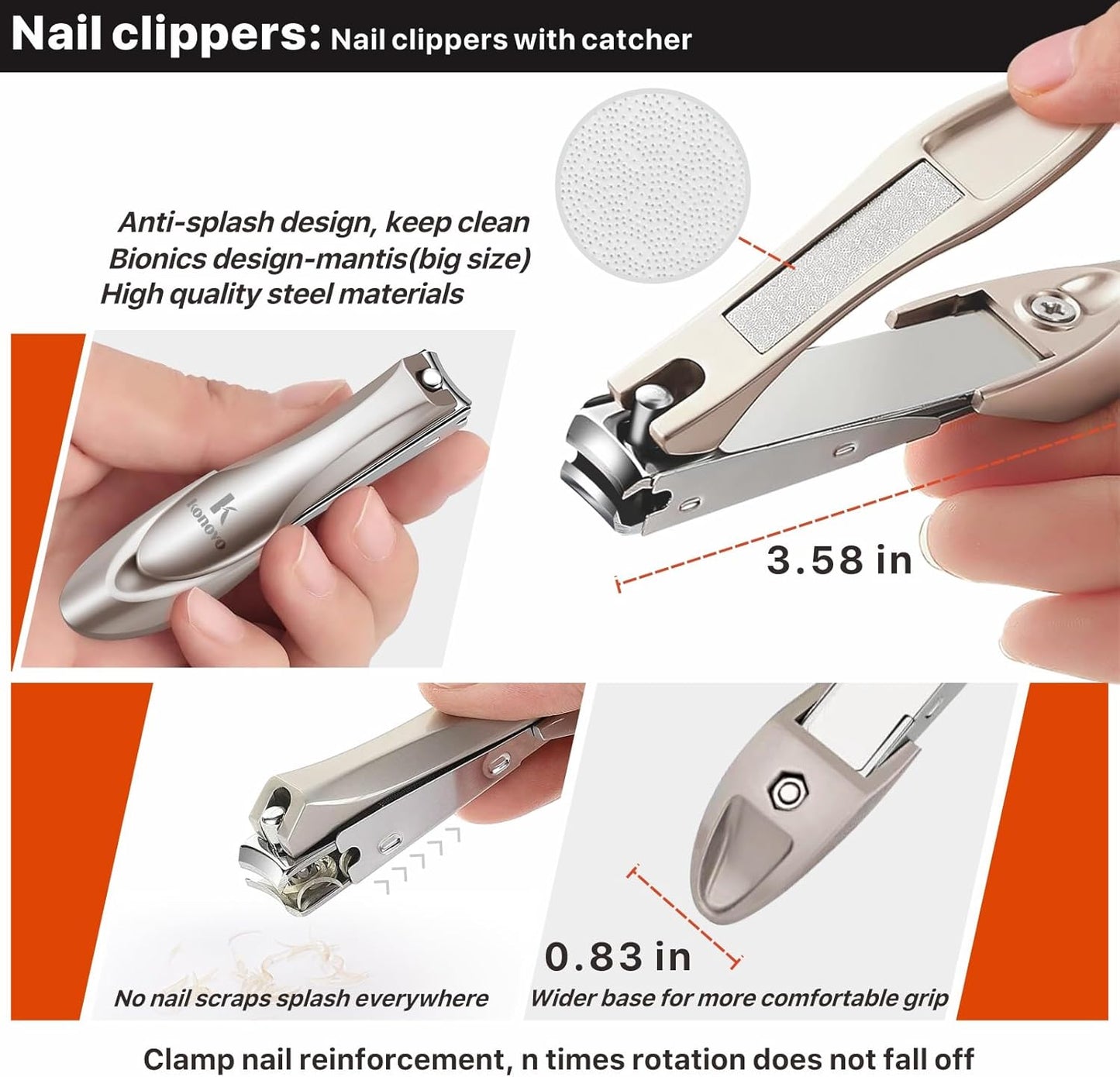 Toenail Clippers for Seniors Thick Toenails, Toe Nail Clippers Adult Thick Nails Long Handle, Professional Heavy Duty Nail Clippers 6Pcs Black