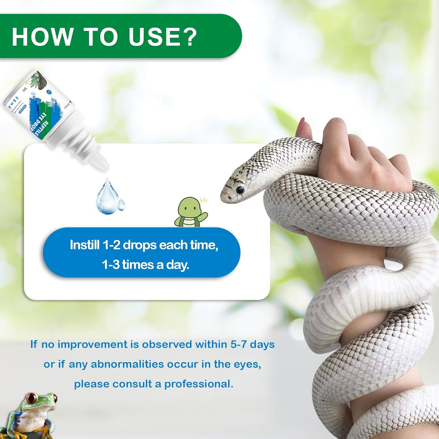 Reptile Eye Drops – Bearded Dragon Eye Rinse, Snake Eye Wash, Turtle & Lizard Eye Infection Treatment, Multi-Purpose Exotic Pet Eye Care Solution