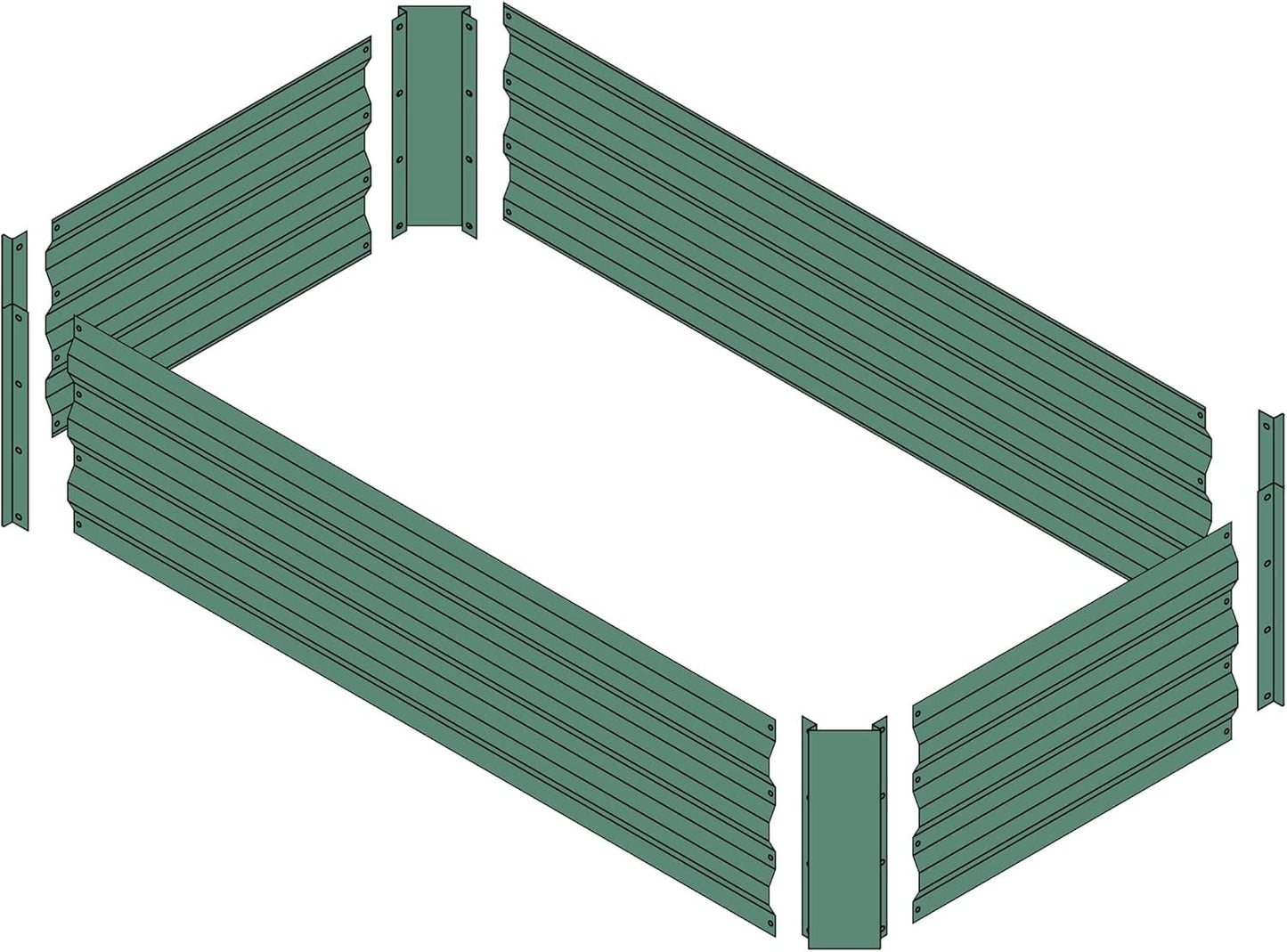 4x2x1ft Metal Raised Garden Bed Kit，Galvanized Garden Bed Box for Vegetables, Flowers, Herbs, and Succulents,60 Gallon Capacity - Green