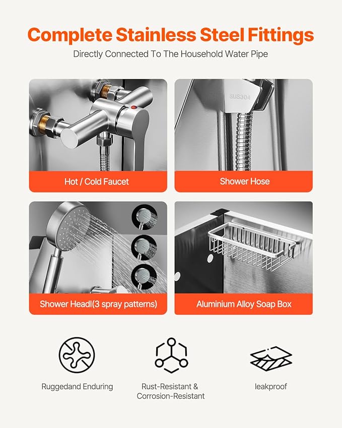 VEVOR Stainless Steel Dog Washing Station, 50 inch Pet Grooming Tub w/Stairs, PE Water Filter Board, Faucet & Showerhead & Soap Holder Dog Bathtub for Large & Medium & Small Pets (Right Door)