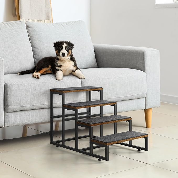 Dog Stairs for High Beds 4 Steps Dog Stairs for Small Medium Dogs Pet Stairs/Steps for Puppy, Cats, and Dogs, Easy to Walk on Dog Step for Beds and Cars