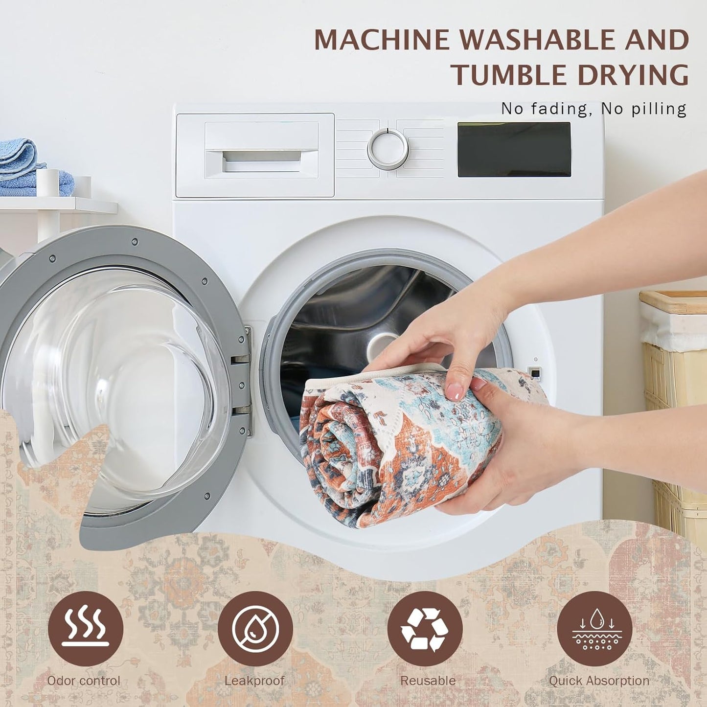 IEUUMLER Washable Pee Pads for Dogs, 2 Pack Reusable Non-Slip Grip, Super Absorbent Waterproof Puppy Pads for Potty Training, Playpen, Crate, Whelping Box EU011 (Orange, 31" x 36")