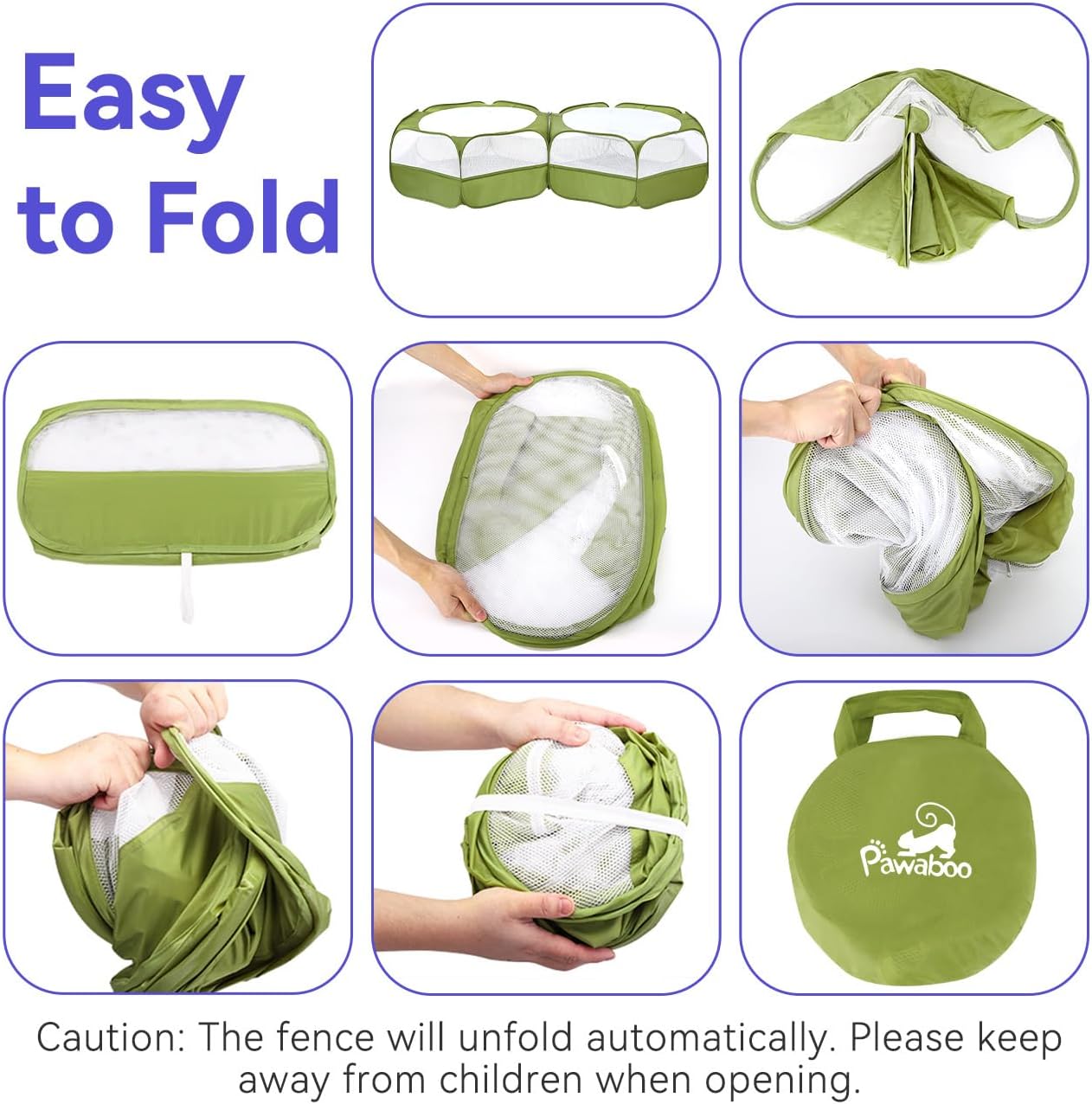 Pawaboo Extra Large 2-in-1 Small Animals Playpen, 2 Detachable Pet Cage Tent with Zipper Splicing, Portable Outdoor Yard Fence with 3 Metal Rod for Chick/Kitten/Puppy/Guinea Pig/Rabbits/Chinchillas