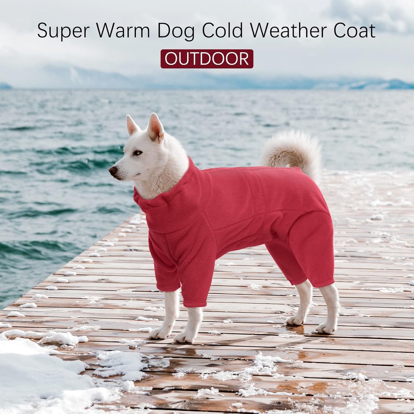 ROZKITCH Dog Pajamas Medium Size Dog, Pet Windproof Warm Cold Weather Jacket Vest Cozy Jumpsuit Apparel Outfit Clothes for Small Medium Large Dog Walking Hiking Sleep Red M