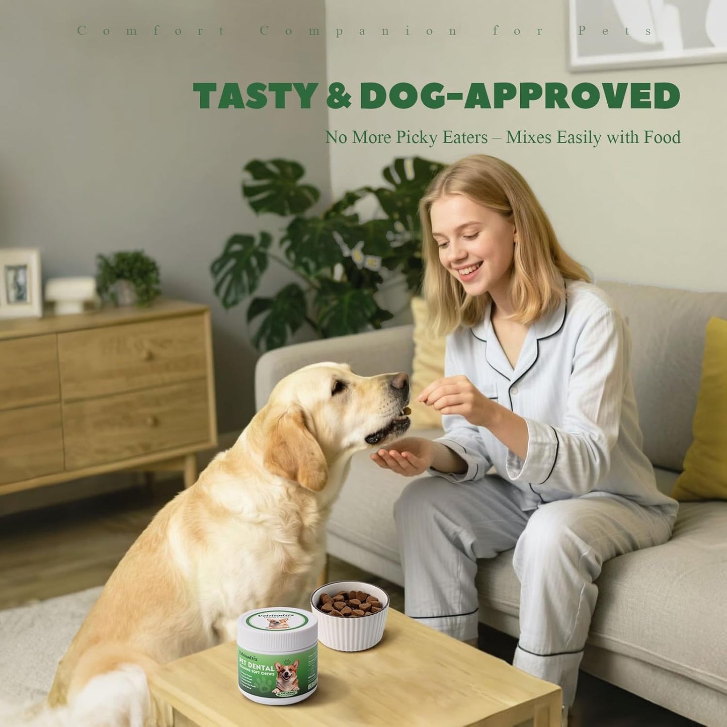 Dog Dental Care Powder - Plaque & Tartar Control with Natural Enzymes, Teeth Cleaning Powder for Dogs with Probiotic, Bad Breath Treatment for Small Medium Large Dogs