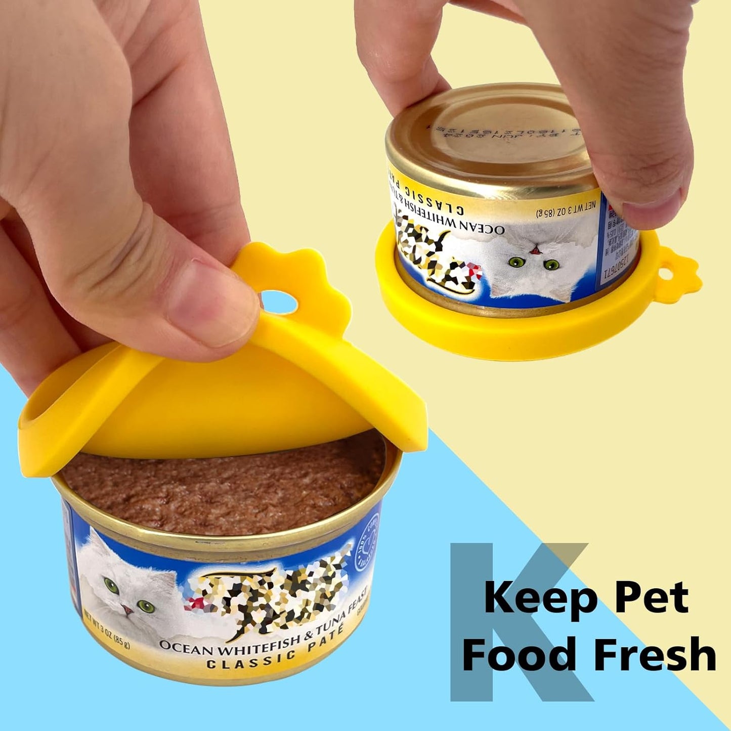 Comtim Small Cat Food Can Lids with Cat Food Spoon Set, Silicone Cat Food Can Covers Lids for 3 oz Cans, Cat Can Opener Spatula Cat Spoon for Wet Food