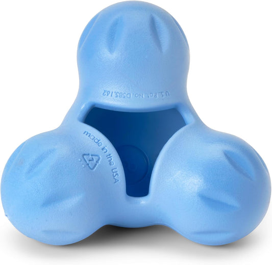 WEST PAW Zogoflex Tux Treat Dispensing Dog Chew Toy – Interactive Chewing Toy for Dogs – Dog Games for Aggressive Chewers, Fetch, Catch – Holds Kibble, Treats, Large 5", Periwinkle