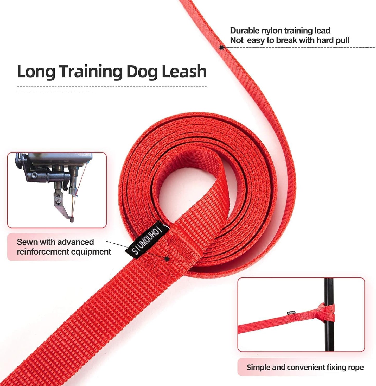 Dog/Puppy Obedience Recall Training Agility Lead - 15ft 20ft 30ft 40ft 50ft Training Leash - Great for Play, Camping, or Backyard (Pink, 40 Feet)