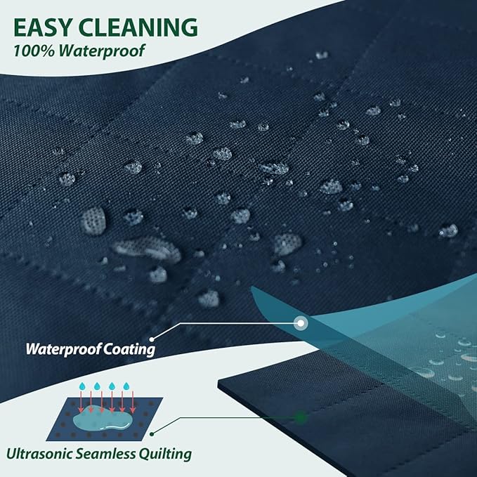 Dog Car Front Seat Cover with Side Flaps & Buckle Straps for Pet, 100% Waterproof 600D Oxford Single Seat Protector Heavy Duty Quilted Scratch Proof, Universal Size for SUV Truck, Blue