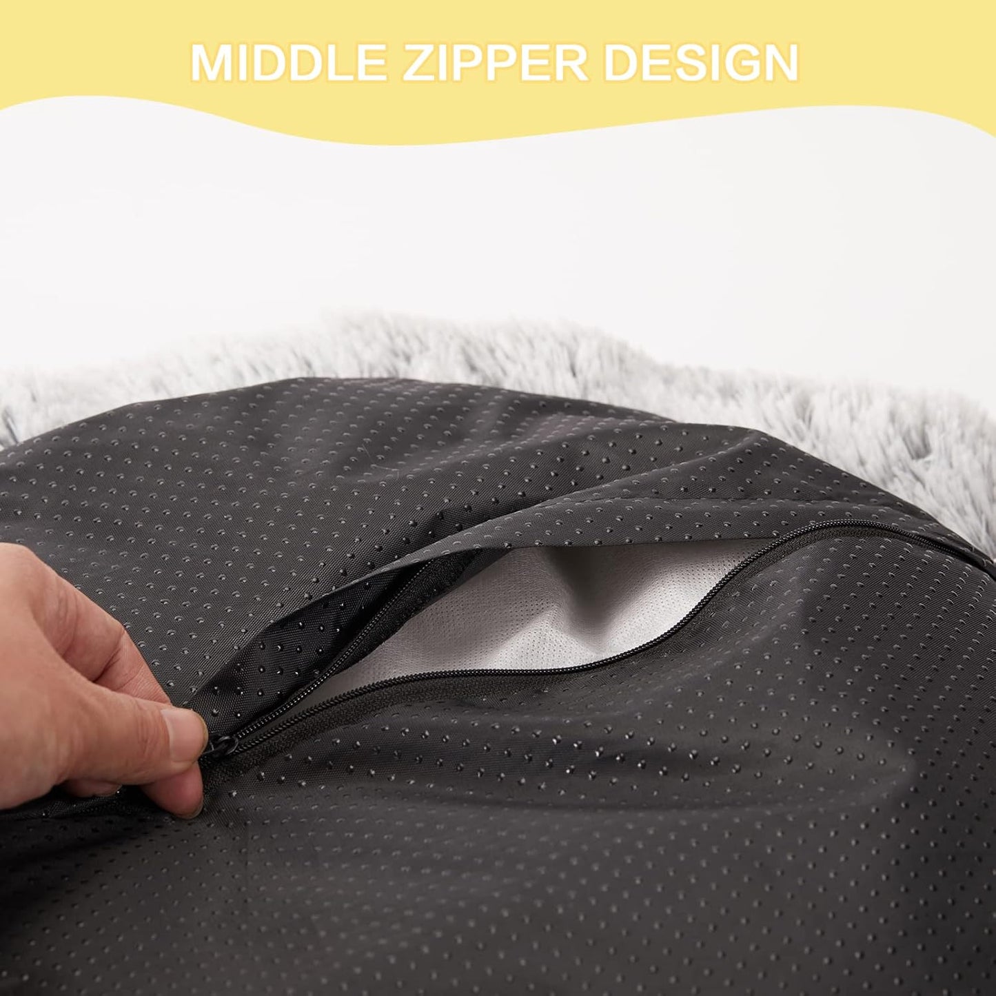 Bedfolks Calming Donut Dog Bed for Extra Large Dogs, 45 Inch Round Plush Bed with Non-Slip Bottom (Dark Grey, Extra Large)