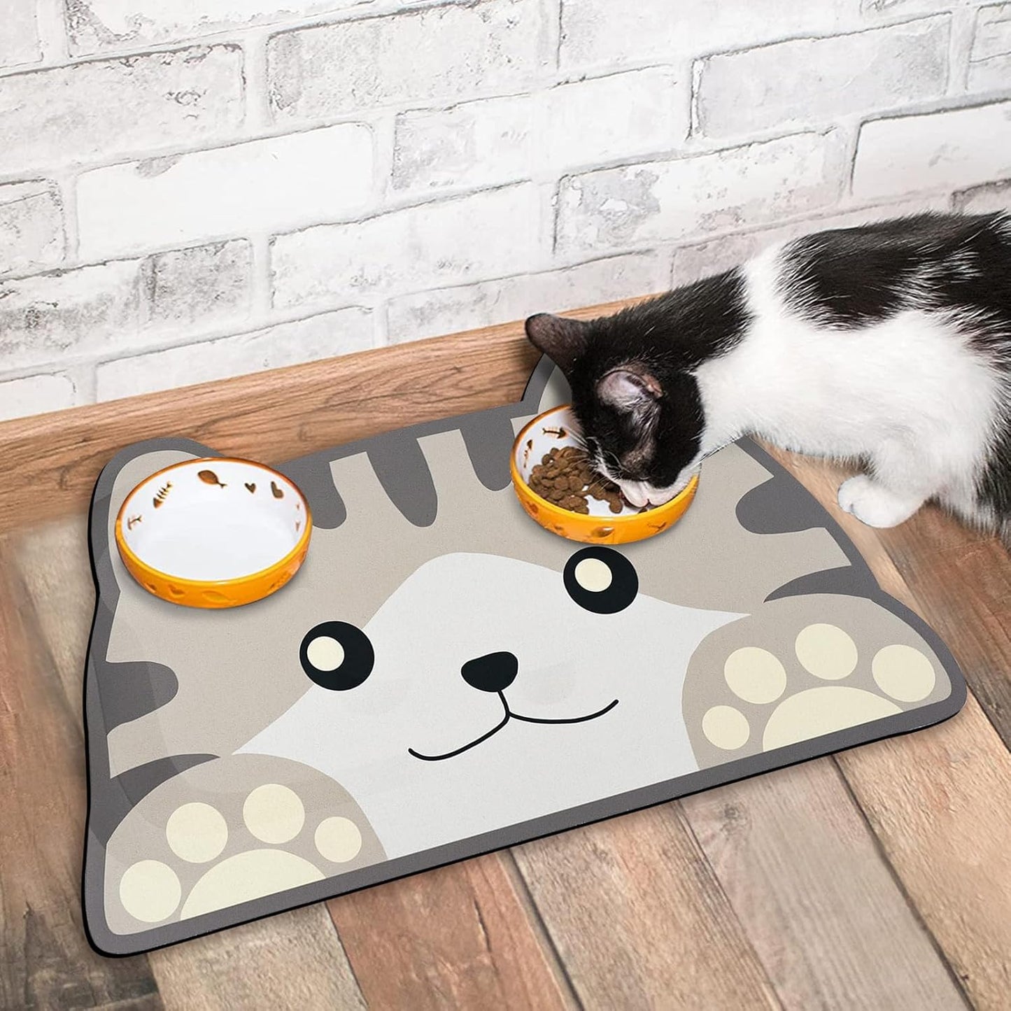 Grey Cat Food & Water Mats - Absorbent Pet Feeding Placemats 23.6 * 13.7 inch