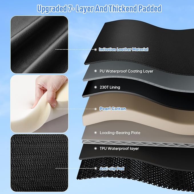 Back Seat Extender for Dogs, Dog Car Seat Cover for Back Seat with Hard Bottom,Waterproof Hammock for Car Pet Backseat Protector,Upgraded PU Leather Material for Car & SUV(Holds 400lbs)