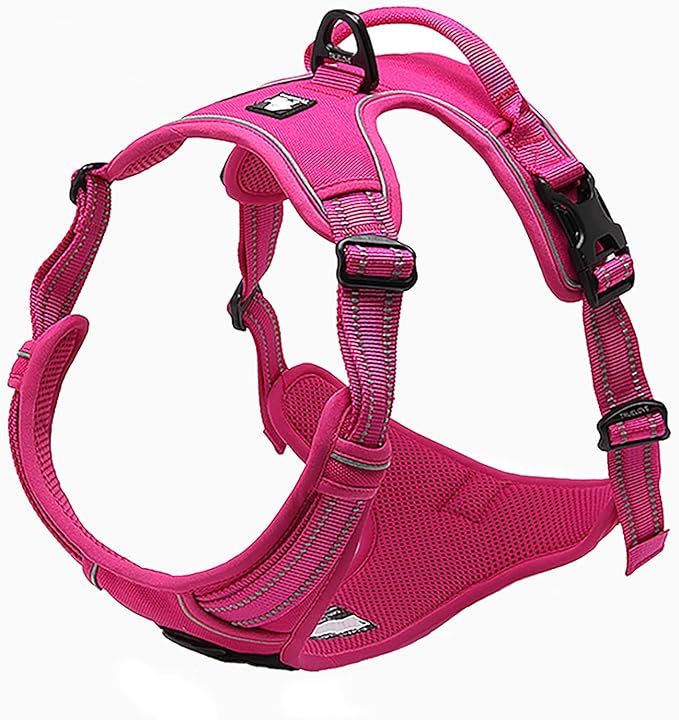 TRUE LOVE Truelove Adjustable No-Pull Dog Harness Reflective Pup Vest Harnesses Comfortable Control Brilliant Colors TLH5651(Fushcia,M)