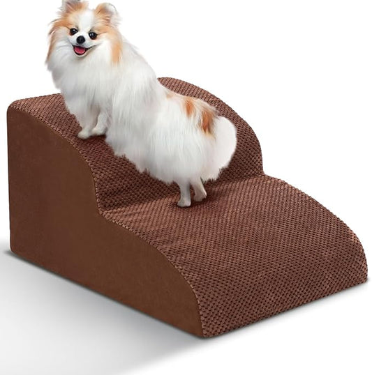 Dog Stairs for Small Dogs - High Density Foam Pet Steps, Extra Wide Dog Ramp with Non-Slip Bottom for High Beds, Couch and Sofa, Best for Dogs Injured, Older Doggy Cats