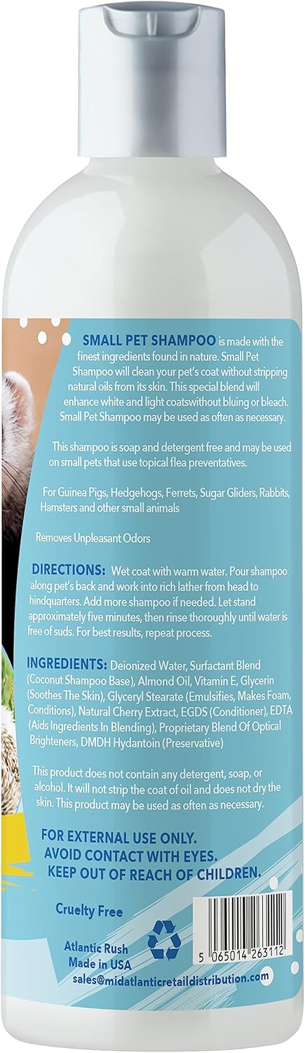Small Critter Shampoo Bundle - 8oz Fragrance Free & 8oz No Rinse Shampoo for Ferrets, Guinea Pigs, Hedgehogs, Sugar Gliders, Rabbits & Hamsters - Small Animal Complete Bathing Set