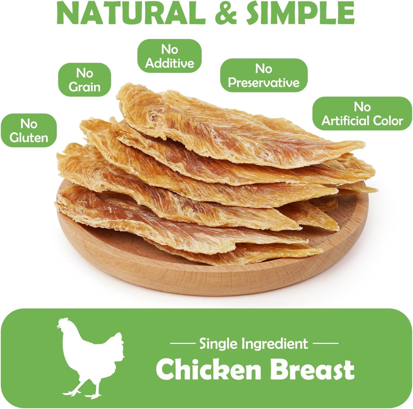 MON2SUN Dog Treats Chicken Jerky, Single-Ingredient, Rawhide-Free, High Protein, Low Fat, Training Treats for Small to Large Dogs, 21.2 oz