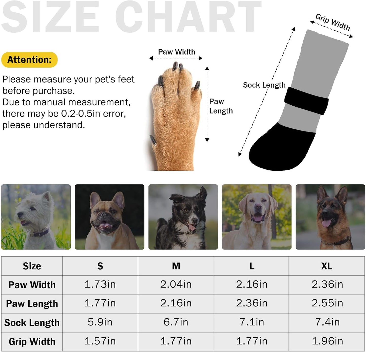 SCENEREAL Anti Slip Dog Boots & Paw Protectors for Hardwood Floor, Extended Dog Socks to Prevent Licking Paws, Waterproof Pet Snow Rain Shoe for Winter Medium Senior Dogs, Grey M