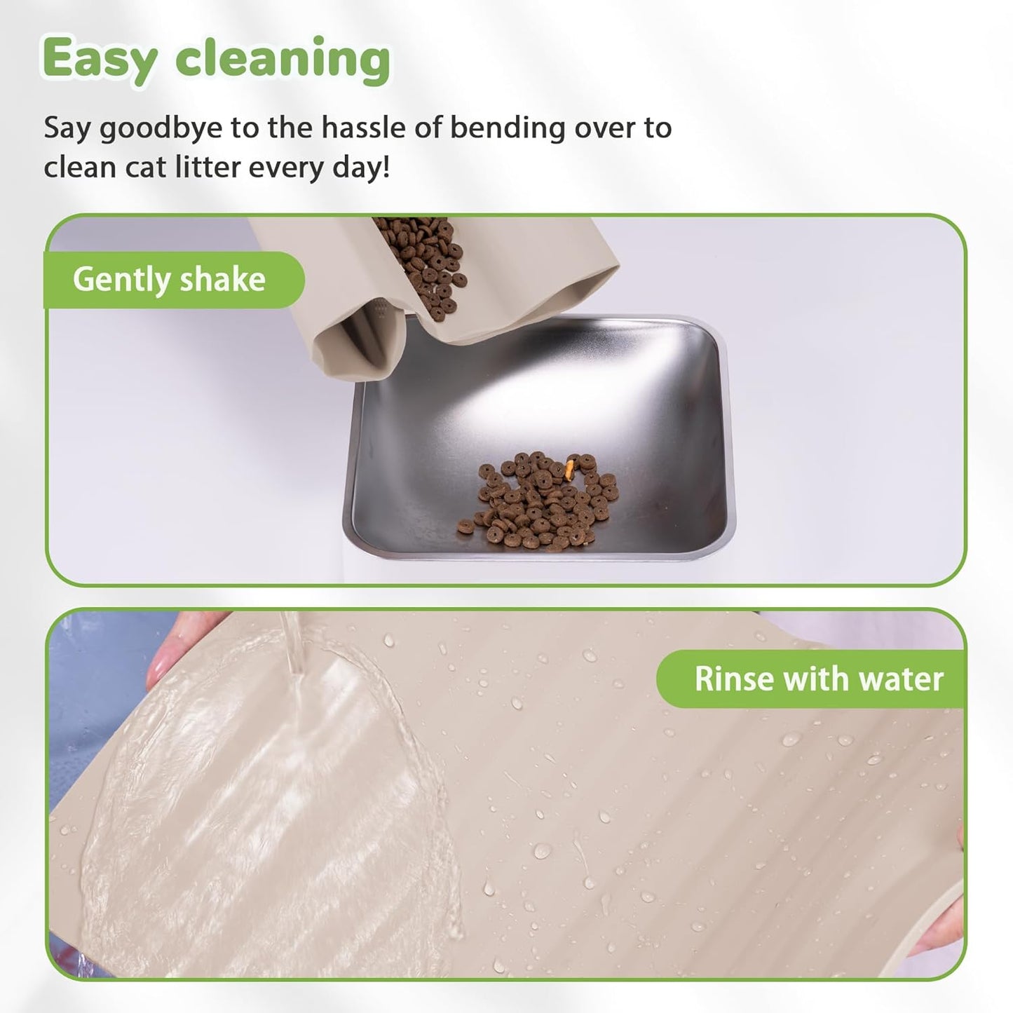 Li&Zhao Dog Food Mat - Wave Cat Food Mat Pet Food Mat Dog Bowl Mat Waterproof Pet Mats for Food and Water for Floors Waterproof(Beige)