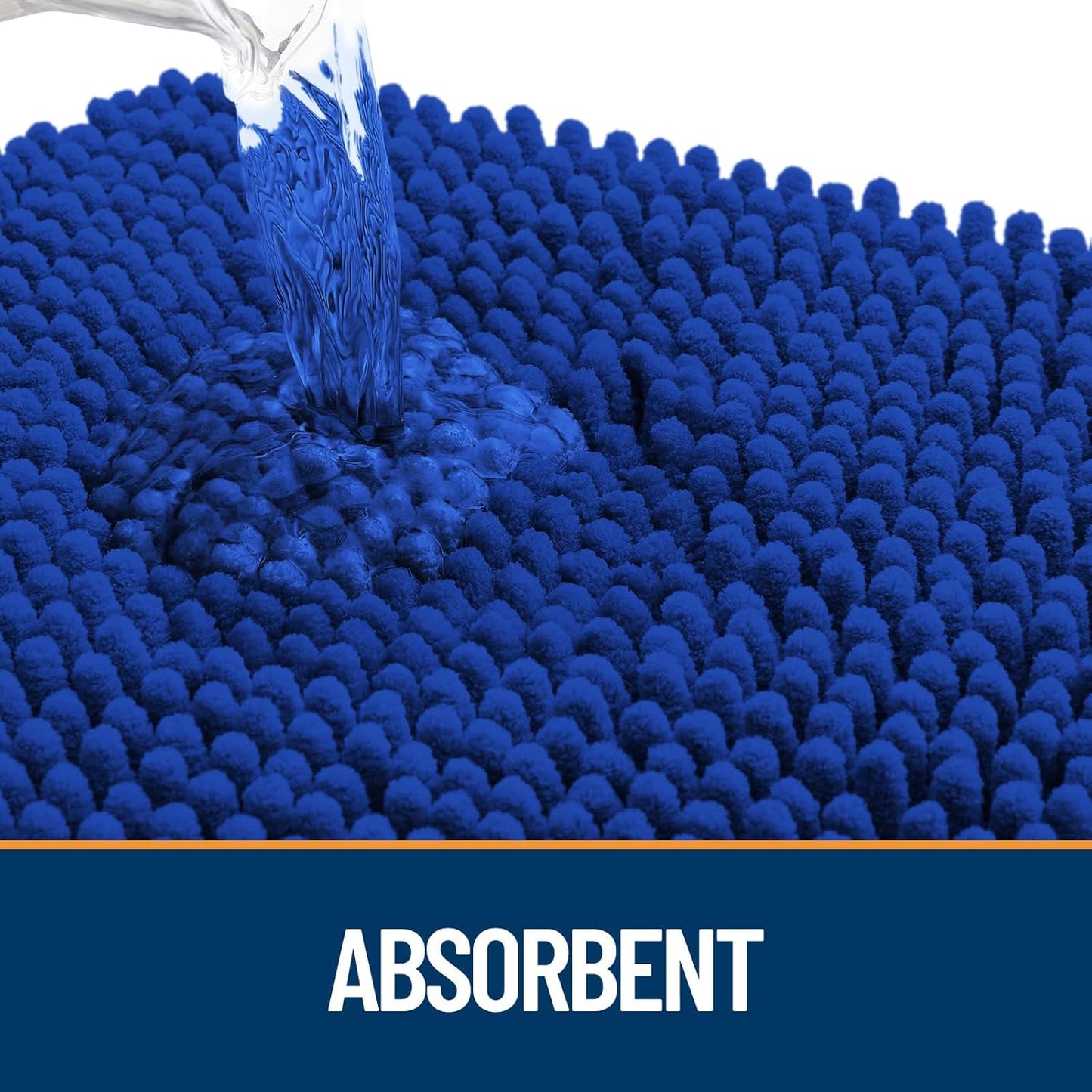 OLANLY Dog Door Mat for Muddy Paws 48x30, Absorbs Moisture and Dirt, Absorbent Non-Slip Washable Doormat, Quick Dry Chenille Mud Mat for Dogs, Entry Indoor Entryway Carpet for Inside Floor, Royal Blue