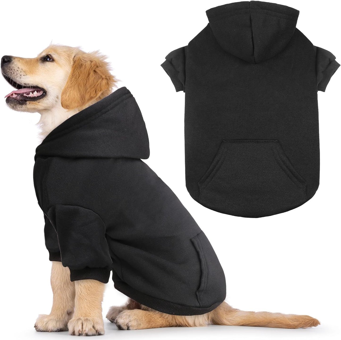 Dog Sweaters for Small Dogs Dog Hoodie Fleece Soft Clothes Sweatshirt with Pocket Hoodie for Small Dogs Puppy Sweater(Black&S)