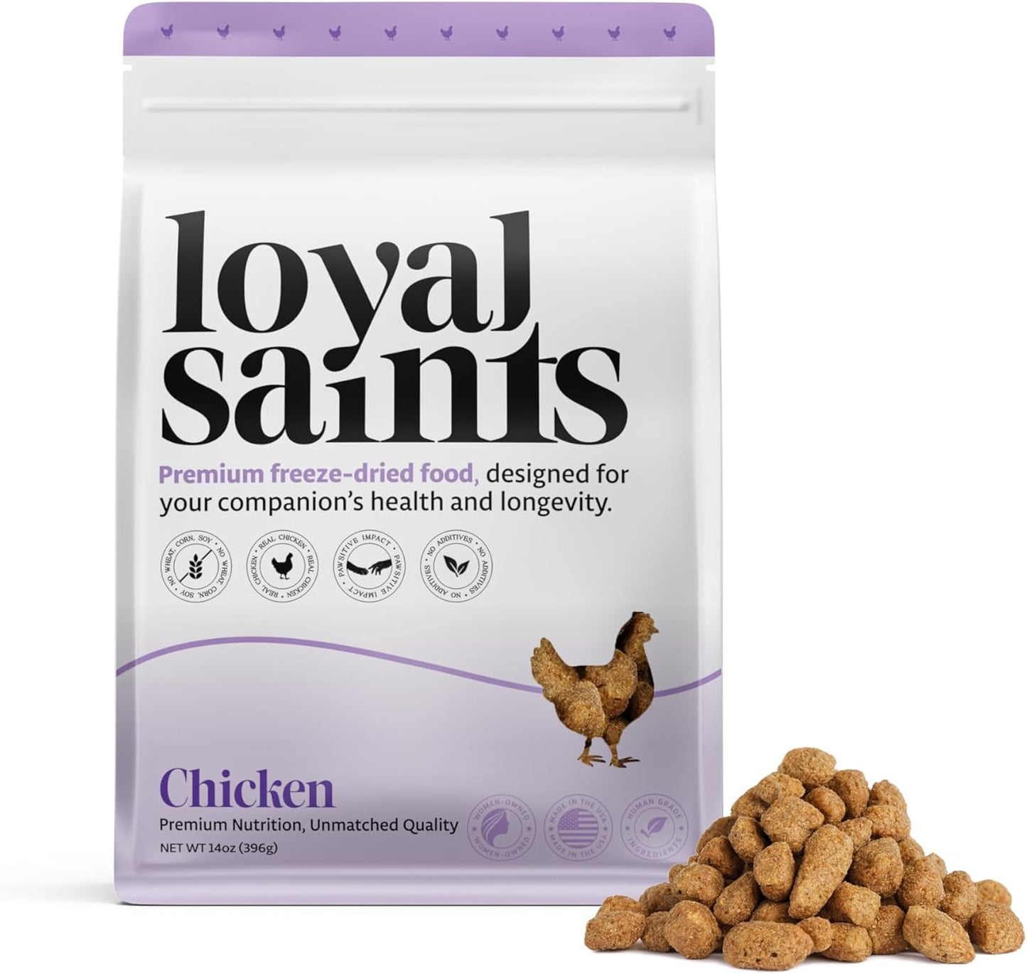 Freeze Dried Raw Dog Food - Premium Chicken Flavor with High Protein & Grain Free Dog Food for Small or Large Breeds and Picky Eaters - Versatile as Meal Topper, Pet Snack & Treats, 14 Oz