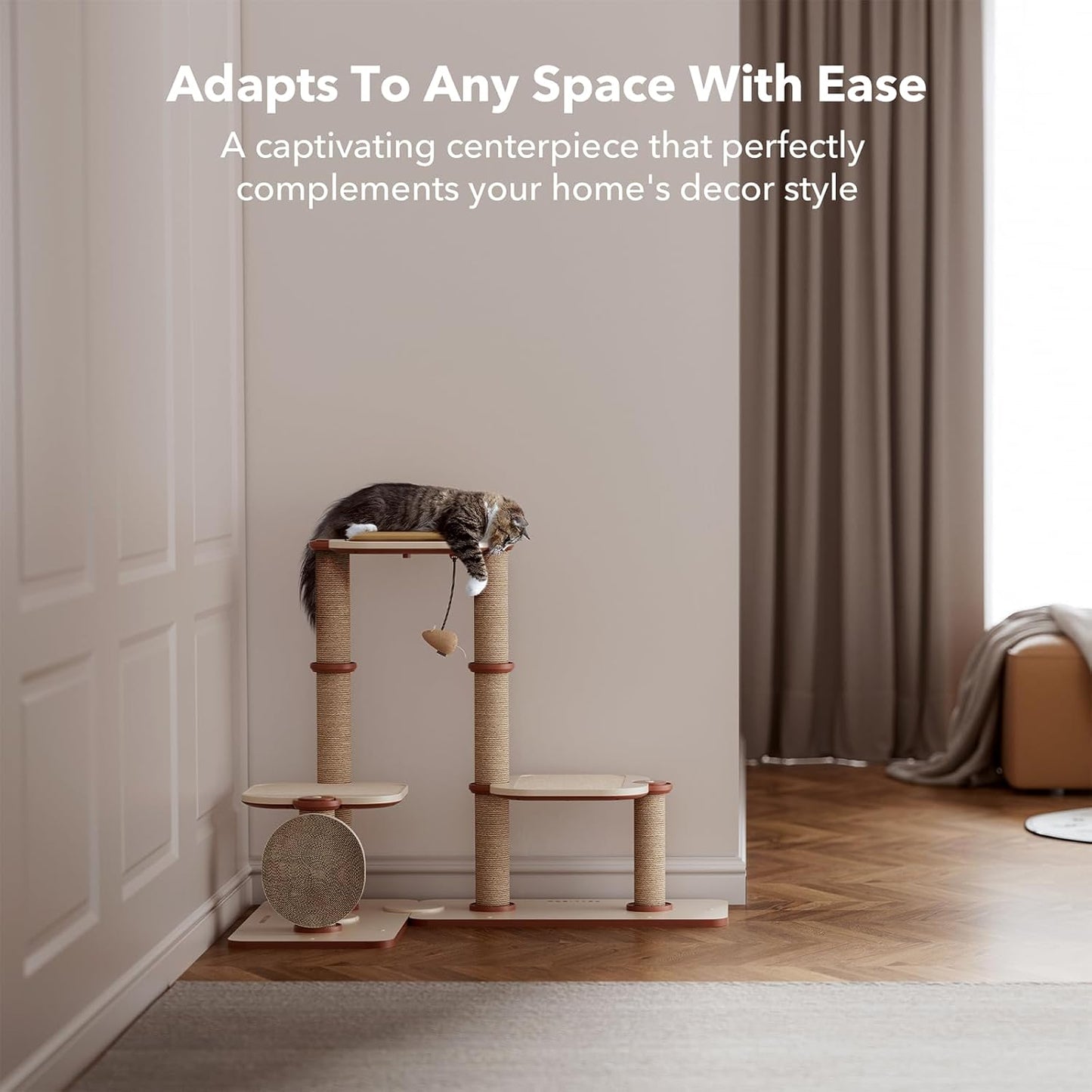 PETLIBRO Infinity Cat Tree Tower for Indoor Cats, Modular Design with Cat Bed, Toy, Felt Pads, Sisal Scratching Posts, 2-Second Setup, Sturdy Multi-Level Activity Center Cat Condo for Any Room