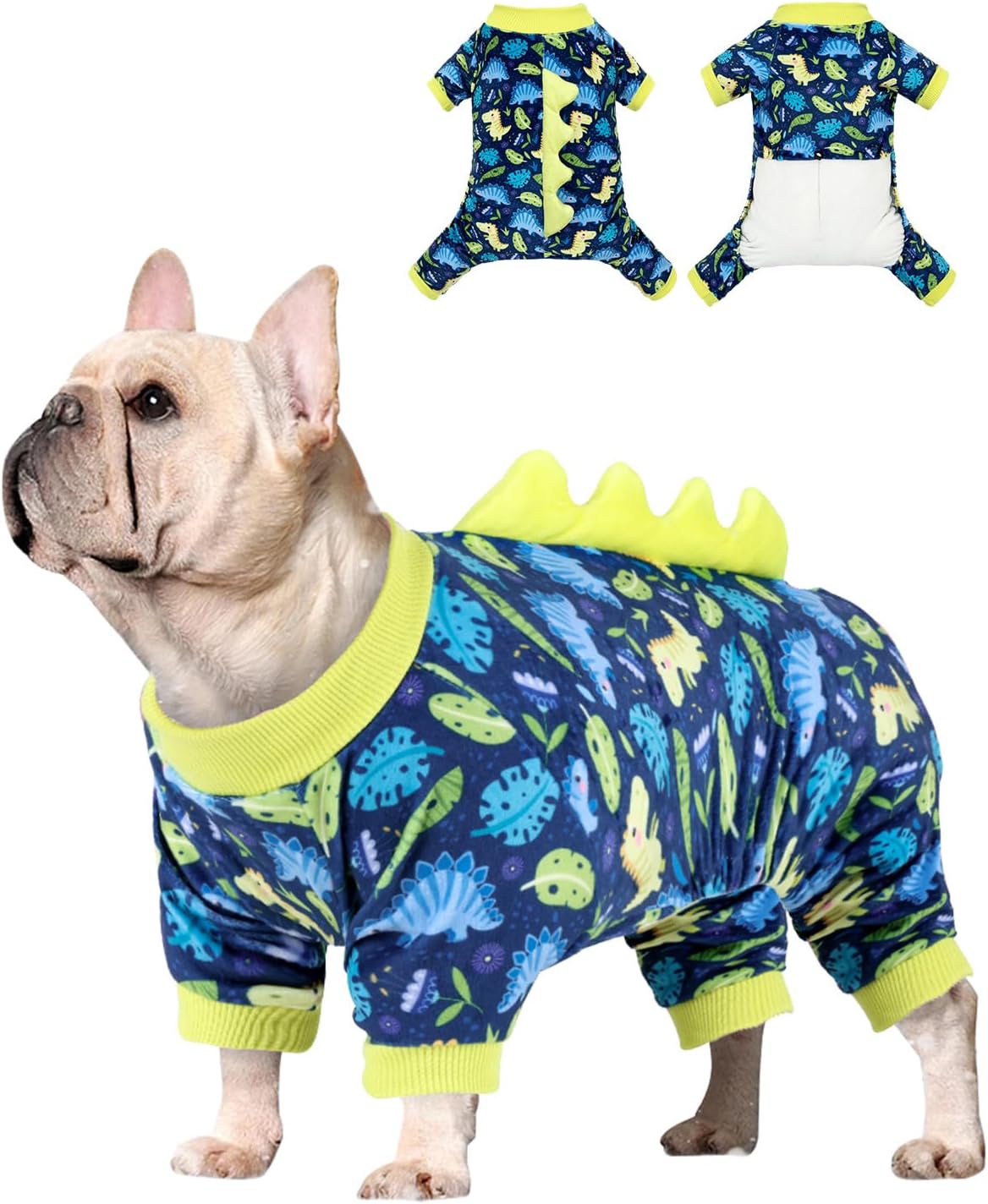 CuteBone Dinosaur Costume Dog Pajamas, Stretchy Spandex Crystal Velvet Sleepwear Coat for Small Dogs, Soft & Warm Pet Outfit Clothes for Cold Weather, Cozy Pullover Design COSP10M