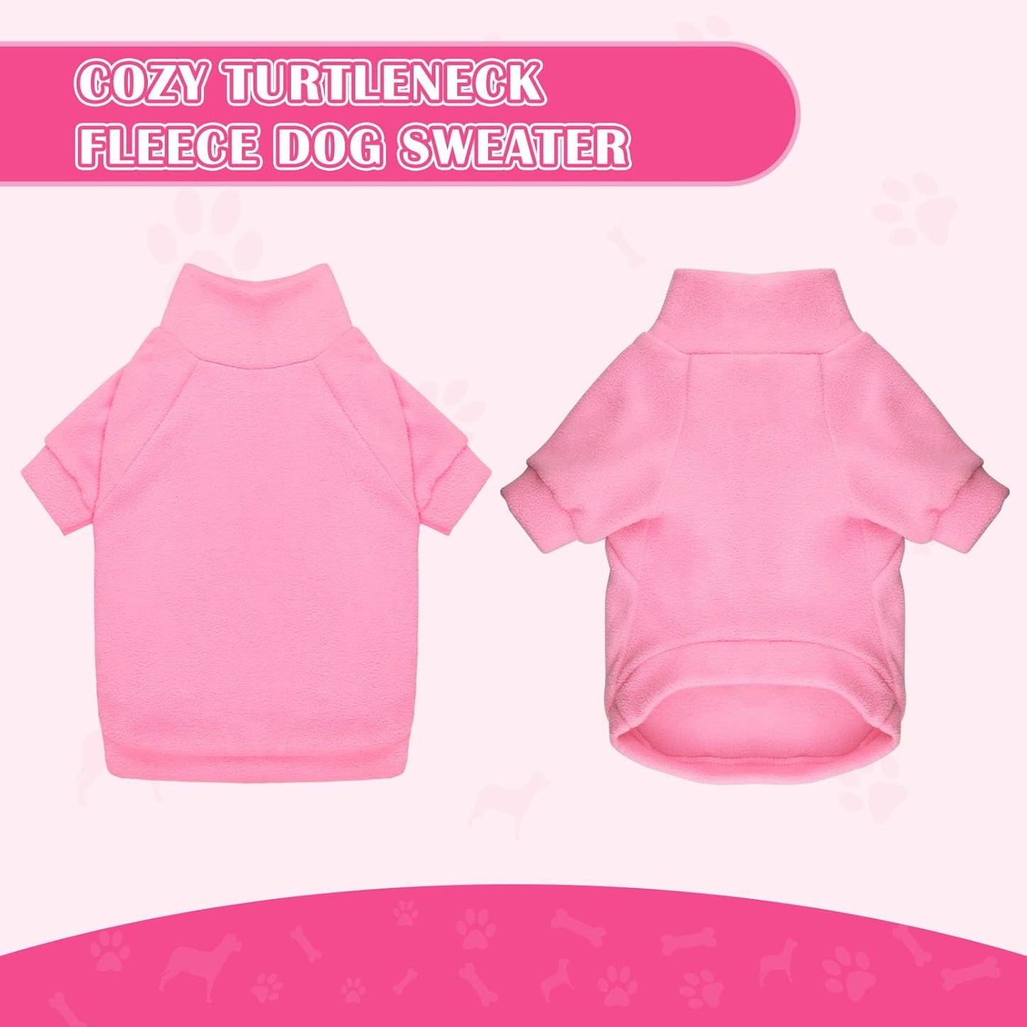 3 Pack Dog Sweaters for Large Dogs, Fleece Dog Sweater Large Pet Clothes Turtleneck Soft Warm Sweatshirt Boy Girl Pet(Pink+Hotpink+Purple,XL)