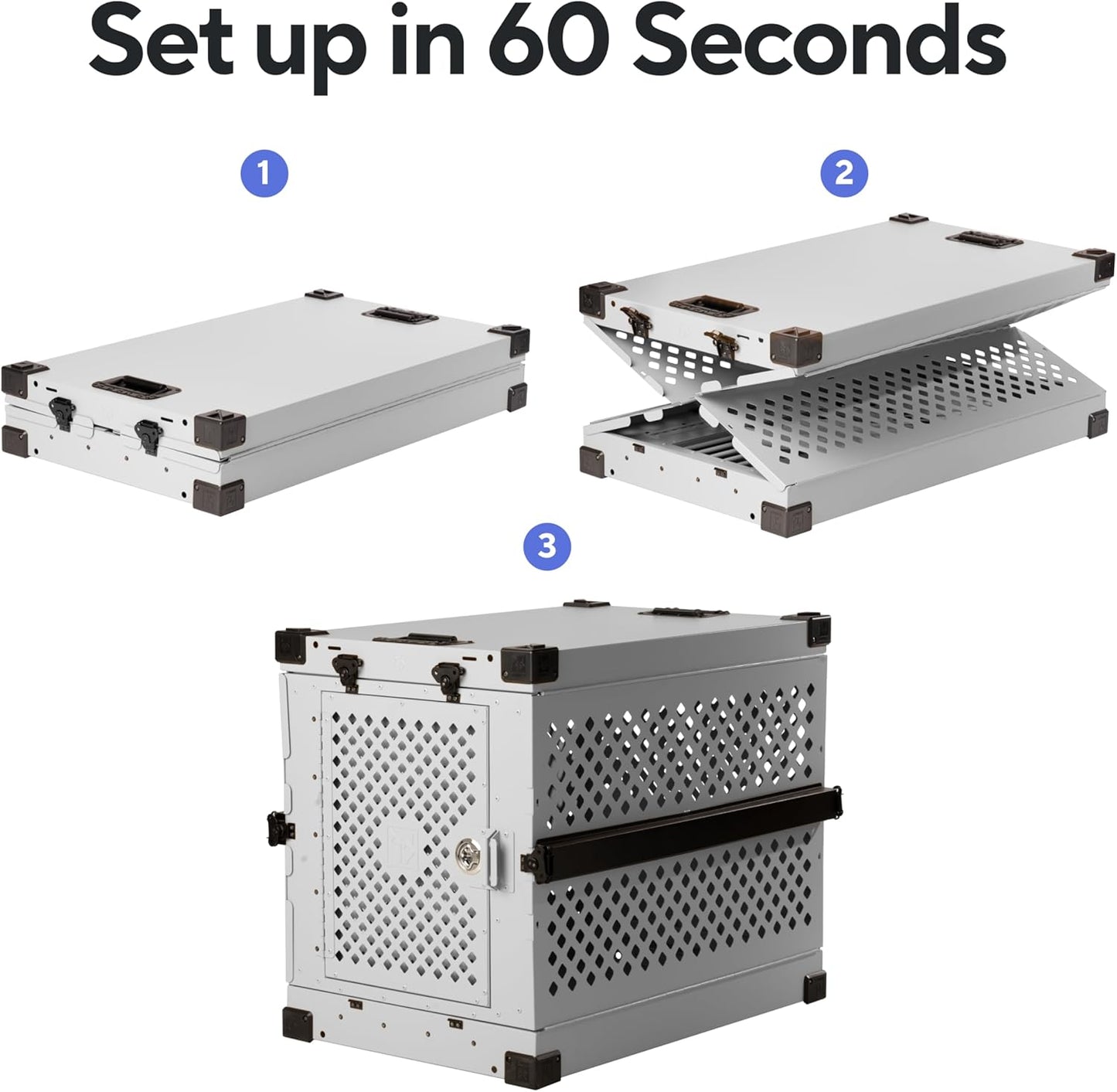 Impact Collapsible Dog Crate - Foldable Hard Crate for Medium Dogs - Heavy Duty Travel Kennel with Powder-Coated Aluminum - Quick Setup for Indoor & Outdoor (Black, 30" (30.5" L x 20.5" W x 26" H))