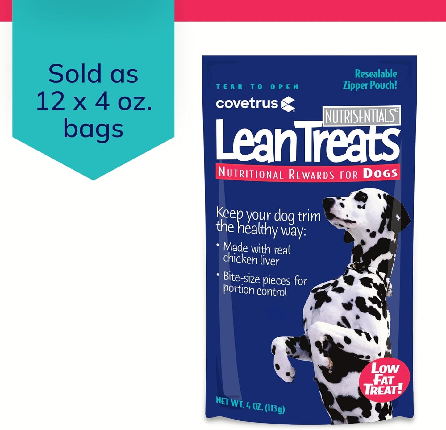 Covetrus Nutrisential Lean Treats for Dogs - Small, Medium & Large Dogs (K9) - Nutritional Low Fat, Bite-Size - Soft Chicken Flavor - 12 Pack - 4oz