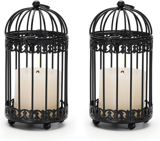 NUPTIO Vintage Bird Cage Decor: Decorative Bird Cage Candle Holder for Table - Hanging Metal Small Birdcage Tealight Votive Holders for Christmas Bridal Shower Centerpiece 6 Inch H