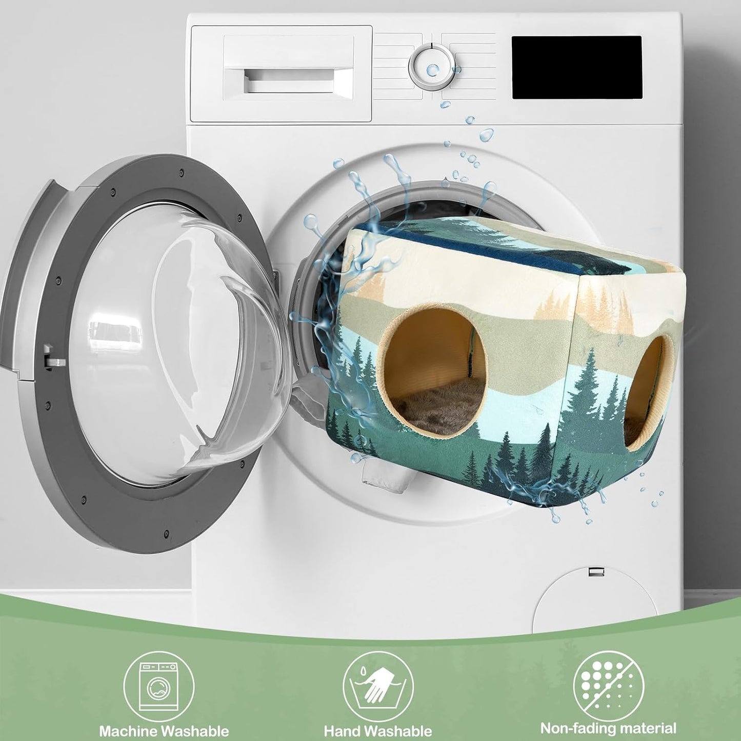 Bienbee Guinea Pig Hideout, Washable Guinea Pigs House Cozy Guinea Pigs Bed for Small Pet Bunny/Rabbit/Hamster/Chinchilla Guinea Pig Accessories Forest Landscape