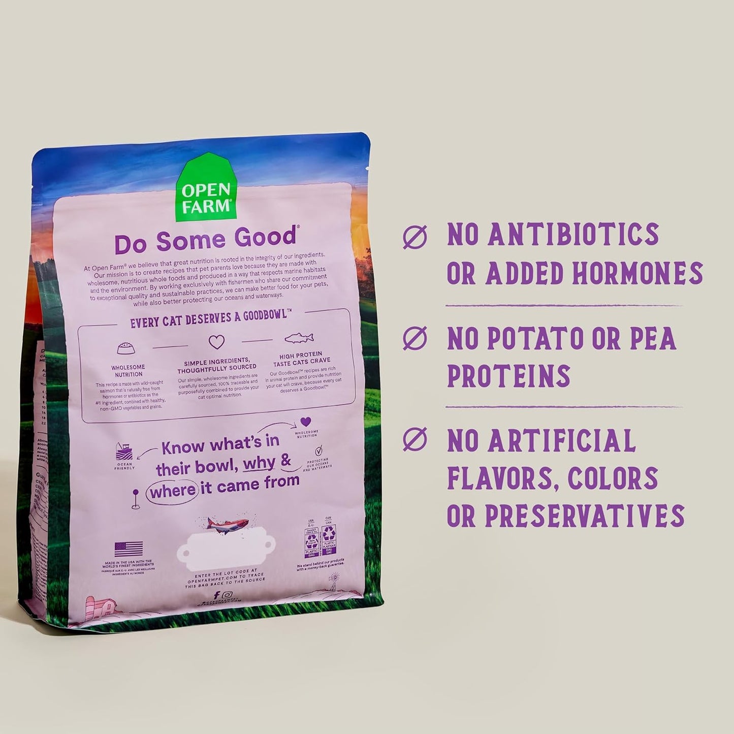 Open Farm Goodbowl, Protein Rich Dry Cat Food Made from Meticulously Sourced Simple Ingredients, Wild-Caught Salmon & Brown Rice Recipe, 7lb Bag (112oz Bag)