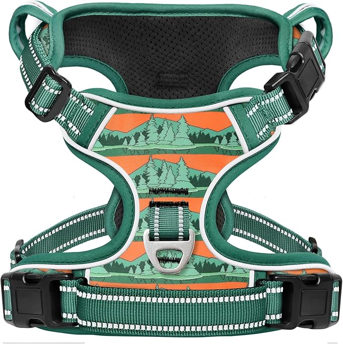 Timos No Pull Dog Harness,No Choke Front Clip Dog Reflective Harness,Adjustable Soft Padded Pet Vest with Easy Control Handle for Medium Dogs,Wilderness,M