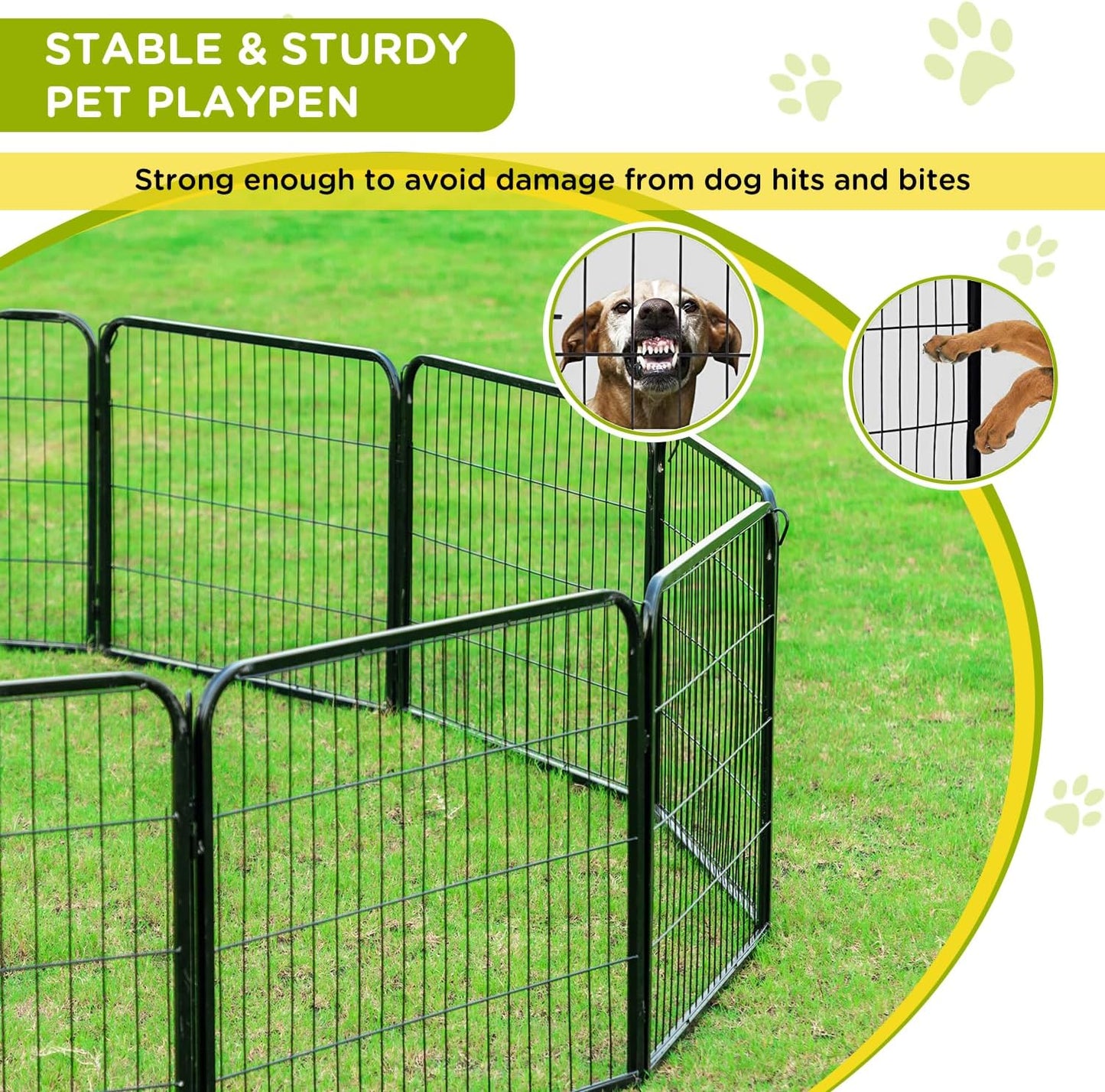 BestPet | Dog Playpen Extender | 24 Inch, 4 Panels | Heavy Duty Metal Pet Exercise Pen | Indoor Outdoor Fence Panels | Rust-Resistant, Removable, Tool-Free Setup | Anti-Skid, Expandable Design