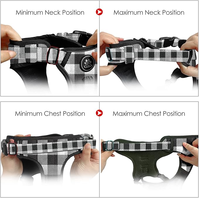NESTROAD No Pull Dog Harness with Leash, Reflective No Choke Pet Vest Harness,Adjustable Soft Padded Dog Harness with Easy Control Handle for Large Dogs(Checkered Black,Large)
