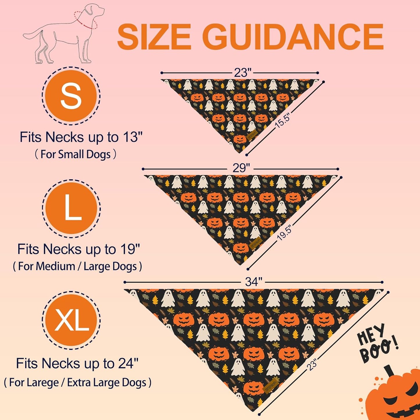 Halloween Dog Bandanas - 2 Pack Fall Dog Bibs | Reversible Pumpkin and Ghost Pet Scarf for Boys and Girls | Premium Durable Fabric | Orange Dog Bandana for Small and Medium Dogs (Small)