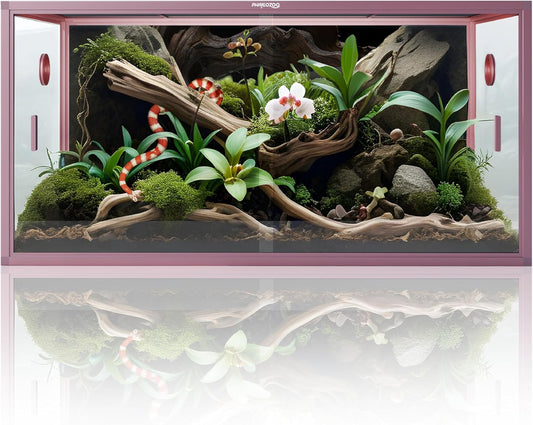 120 Gallon Reptile Terrarium, 48" x 24" x 24" Reptile Enclosure with Sliding Door Top Screen Ventilation,Blue Tongue Skink Tank for Easy Maintenance