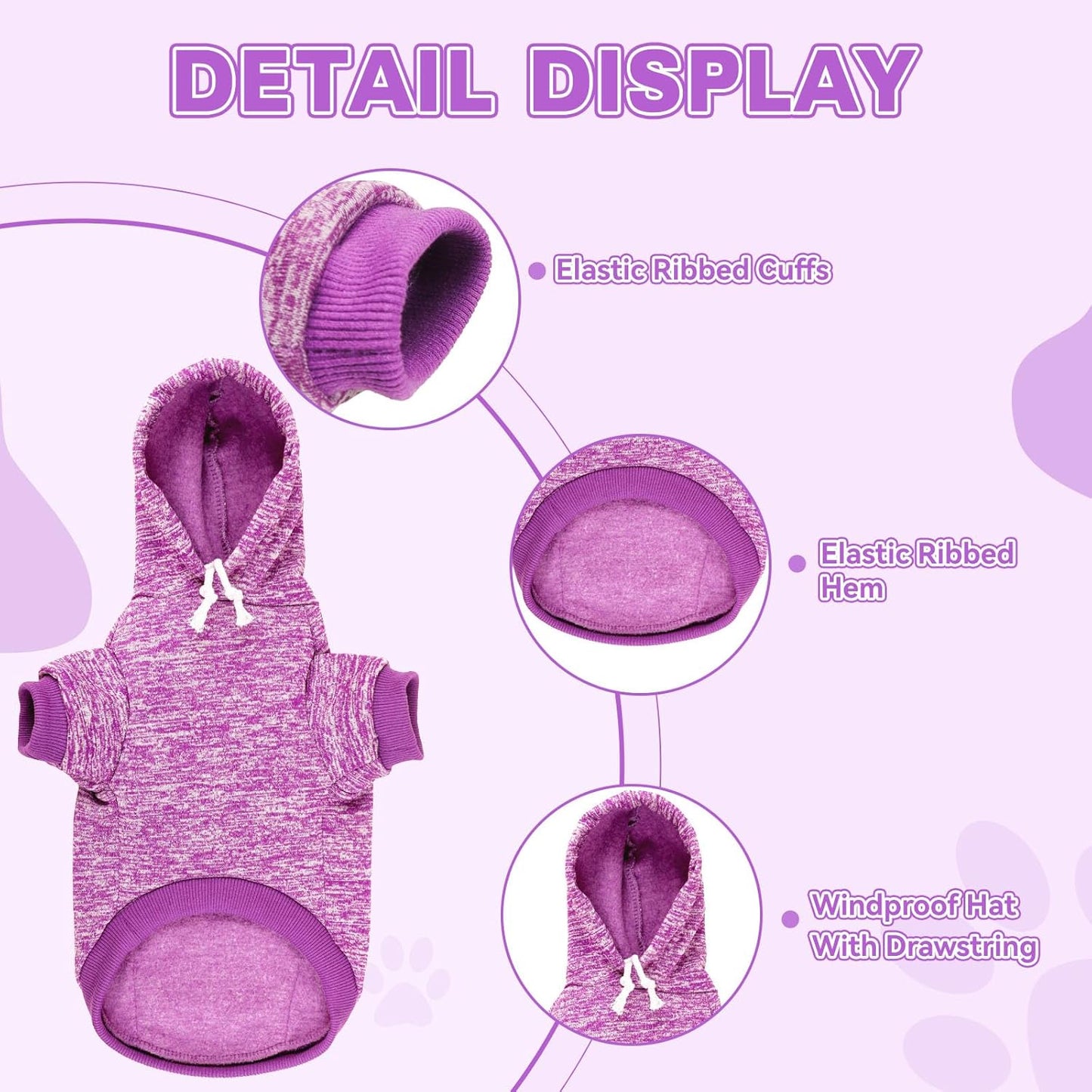 Dog Sweaters for Large Dogs Dog Hoodie Fleece Sweater Soft Clothes Sweatshirt with Pocket Hoodie for Large Dogs(Purple&XXL)