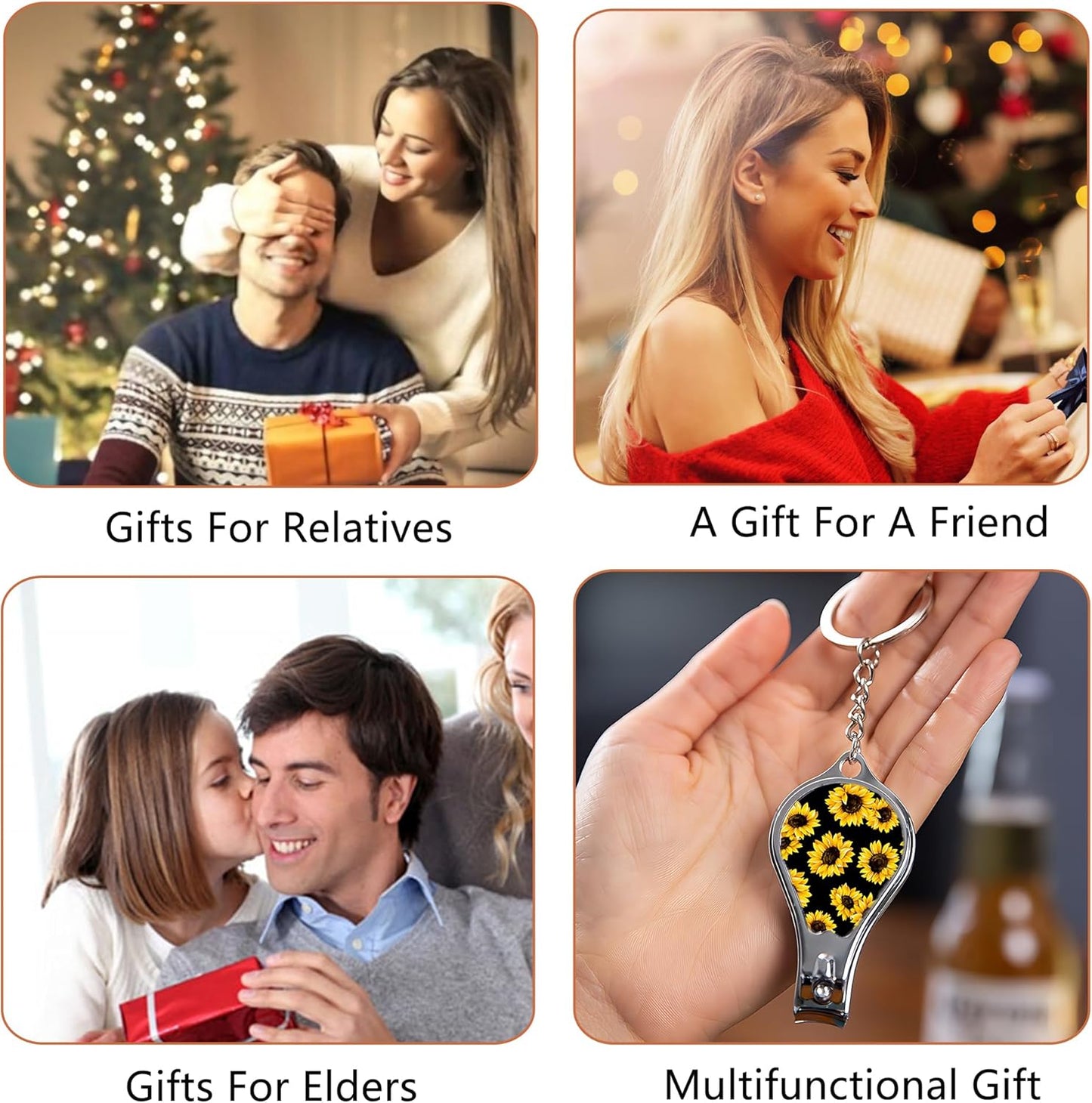 Nail Clippers with Key Chain Cute Stainless Steel Nail Cutter with File Professional Toenail Clipper for Men Multifunction Toenail Clipper 2 Pack Nique Cutter for Adult(Sunflower)